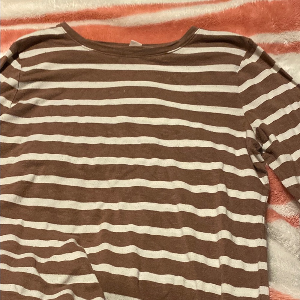 Brown and White Striped Top